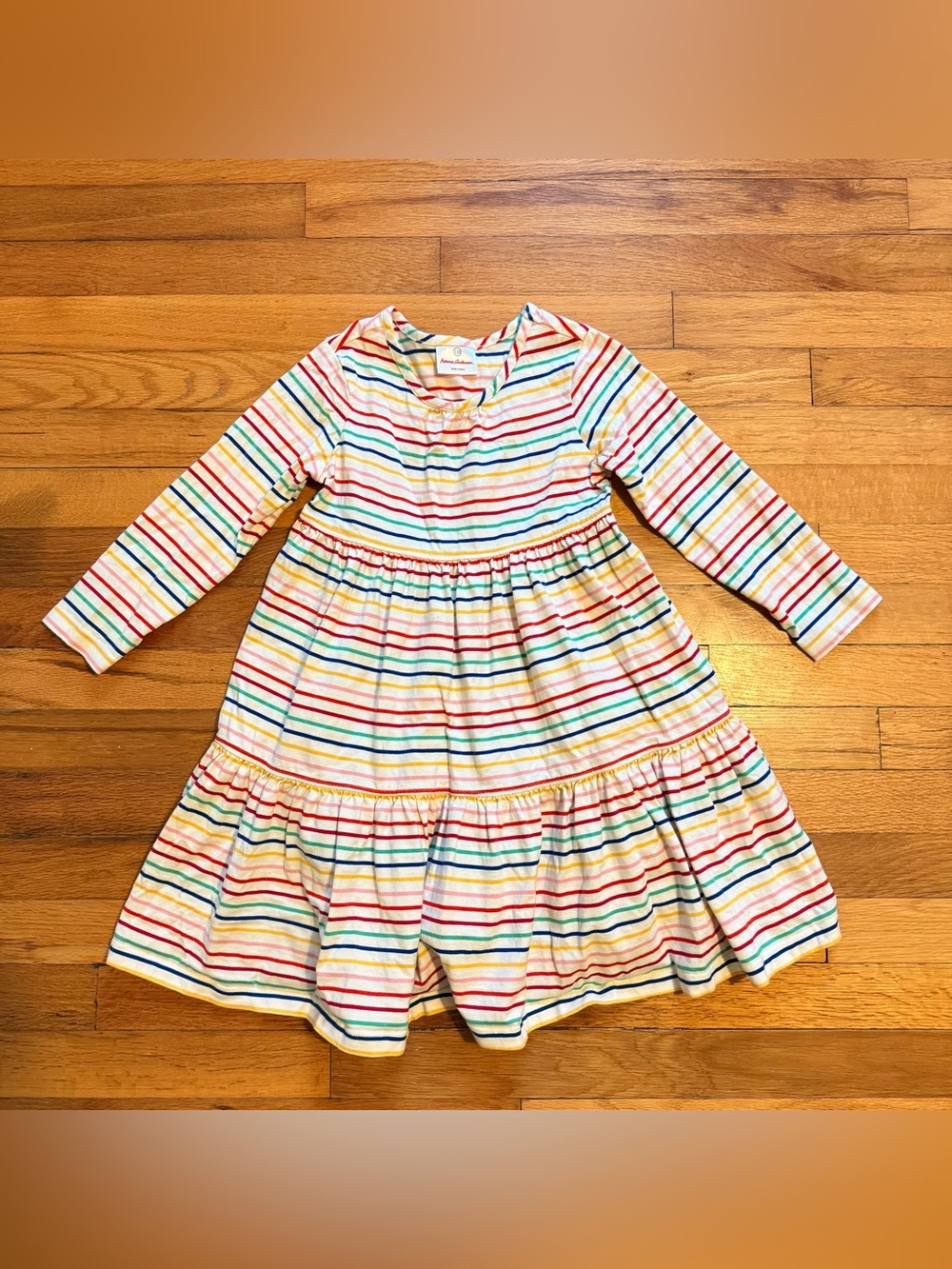 Hanna Andersson Rainbow Stripe Long‎ Sleeve Dress Girls 5